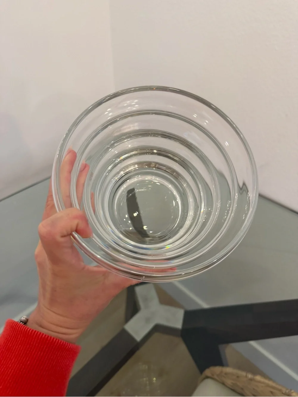 Vintage ® MMA Metropolitan Museum of Art Clear Sculptural Ringed Art Glass Vase
